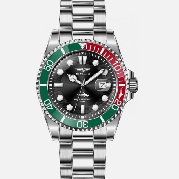 Mens Pro Diver Red 43mm Green Rotating Bezel New - Picture 1 of 4